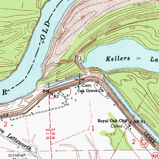 Topographic Map of Oak Grove Church, LA