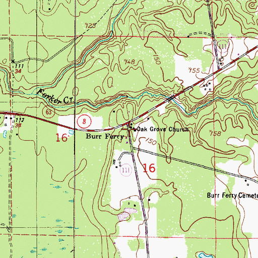 Topographic Map of Oak Grove Church, LA