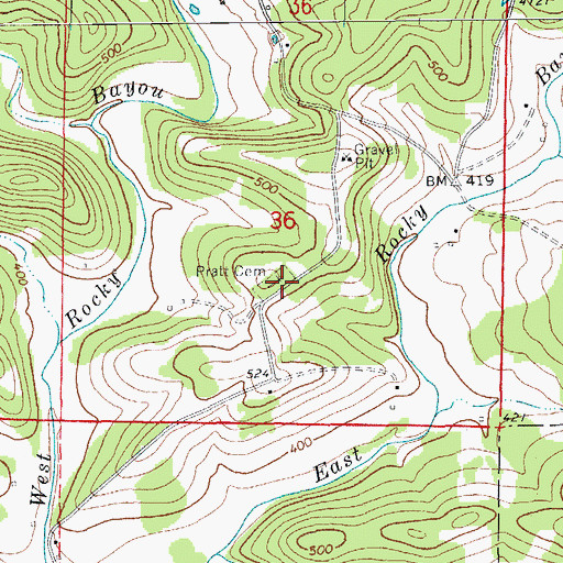 Topographic Map of Pratt Cemetery, AR