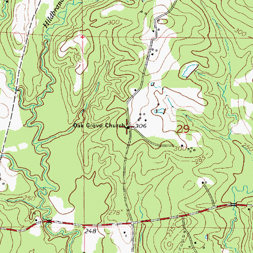 Topographic Map of Oak Grove Church, LA