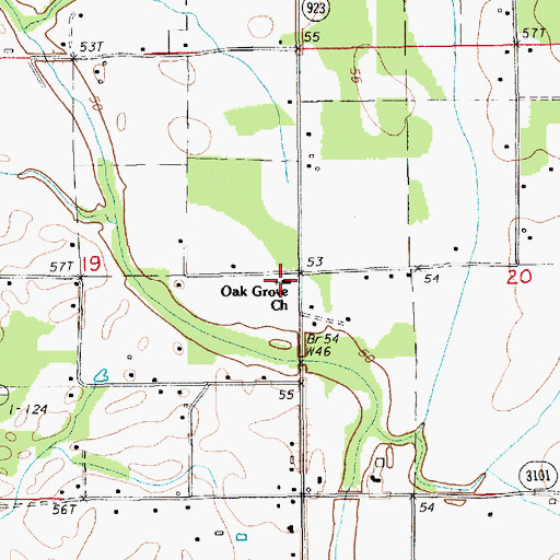 Topographic Map of Oak Grove Church, LA