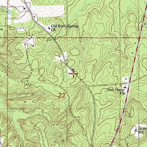 Topographic Map of Oak Grove Church, LA