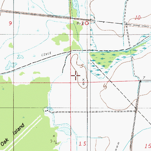 Topographic Map of Oak Island, LA