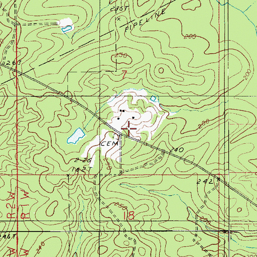 Topographic Map of Oak Ridge Cemetery, LA