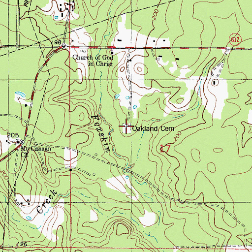 Topographic Map of Oakland Cemetery, LA