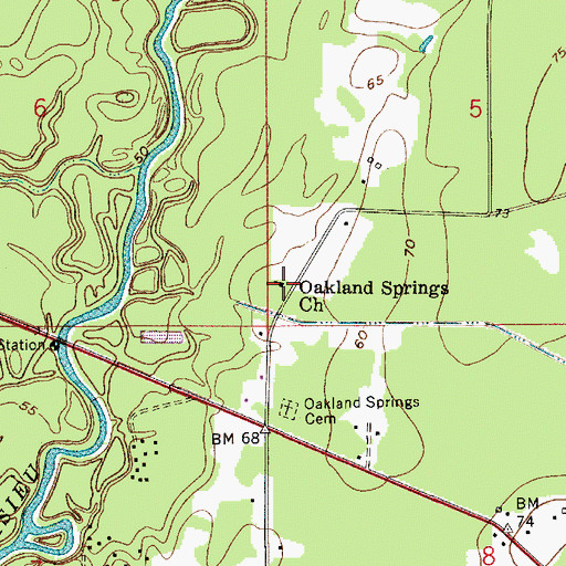 Topographic Map of Oakland Springs Church, LA