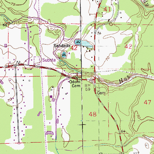 Topographic Map of Odom Cemetery, LA