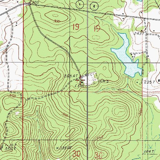 Topographic Map of Old Castor Church, LA