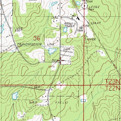 Topographic Map of Old Town Cemetery, LA