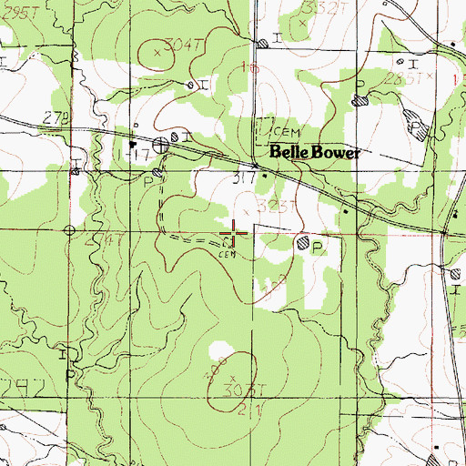 Topographic Map of Old Home Cemetery, LA