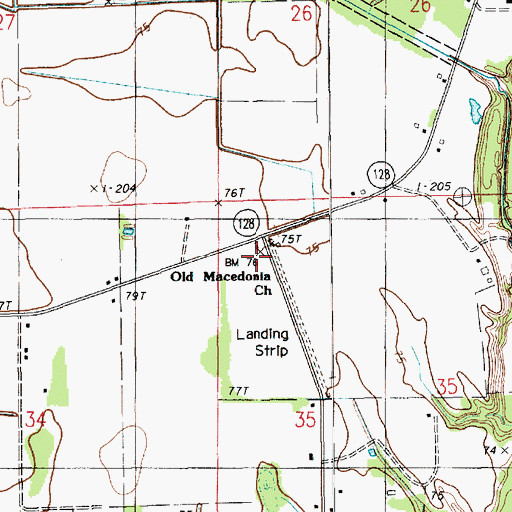 Topographic Map of Old Macedonia Church, LA