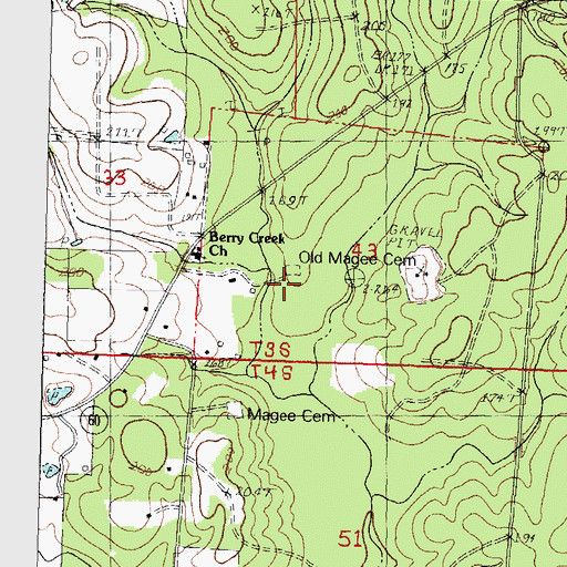 Topographic Map of Old Magee Cemetery, LA