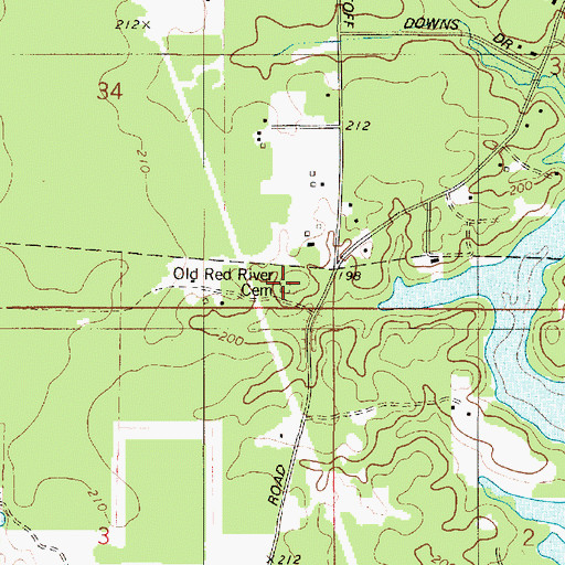 Topographic Map of Old Red River Cemetery, LA