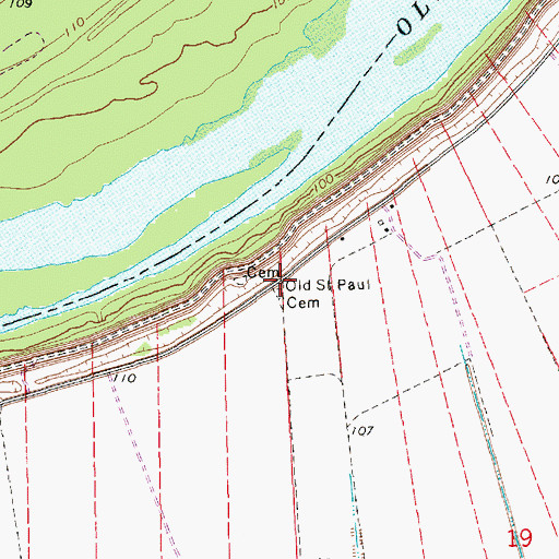 Topographic Map of Old Saint Paul Cemetery, LA