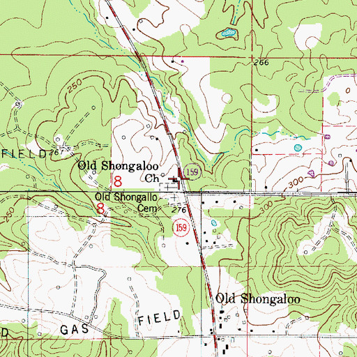 Topographic Map of Old Shongaloo Church, LA