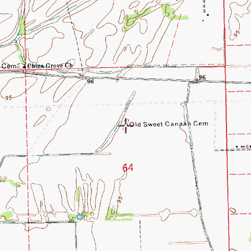 Topographic Map of Old Sweet Canaan Cemetery, LA