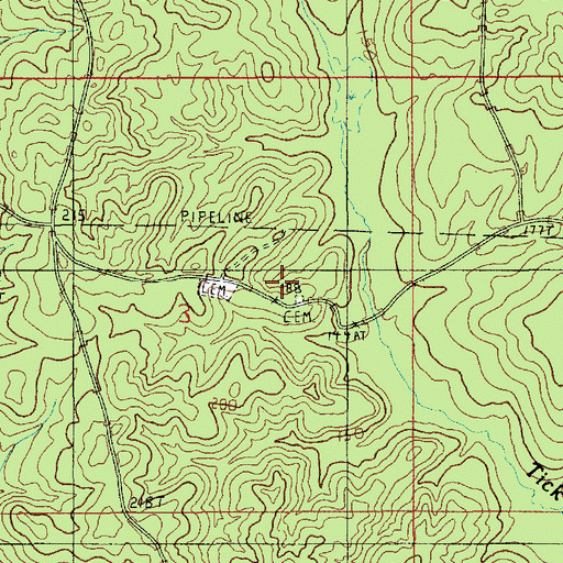 Topographic Map of Old Tennessee Cemetery, LA
