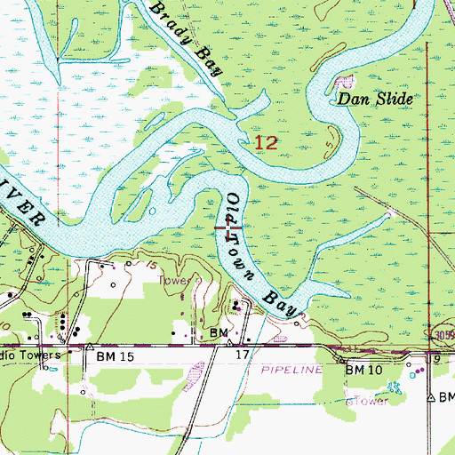 Topographic Map of Old Town Bay, LA