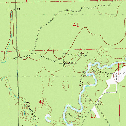 Topographic Map of Oliphant Cemetery, LA