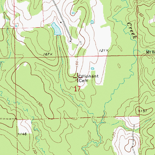 Topographic Map of Olliphant Cemetery, LA
