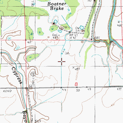 Topographic Map of Open Brake, LA