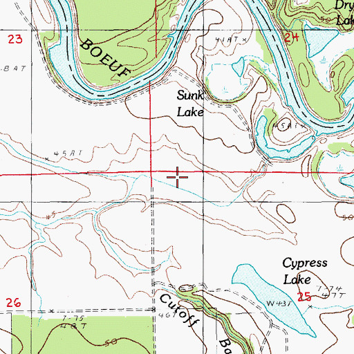 Topographic Map of Open Lake, LA