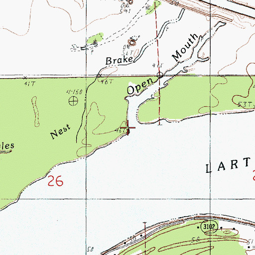 Topographic Map of Open Mouth Bayou, LA