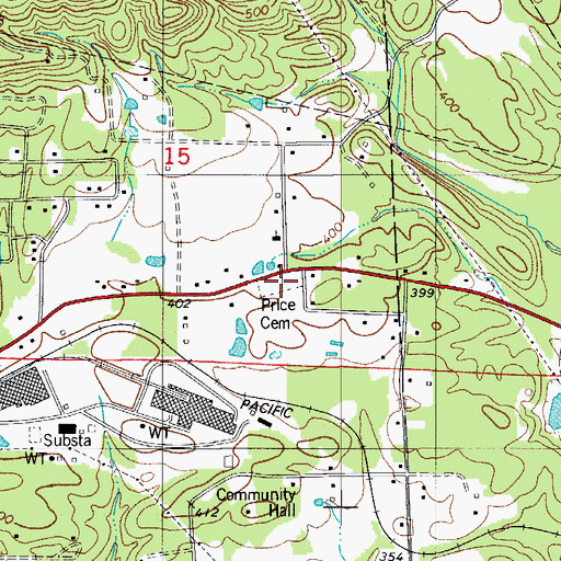 Topographic Map of Price Cemetery, AR