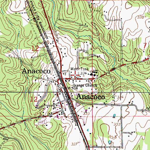 Topographic Map of Orange Church, LA