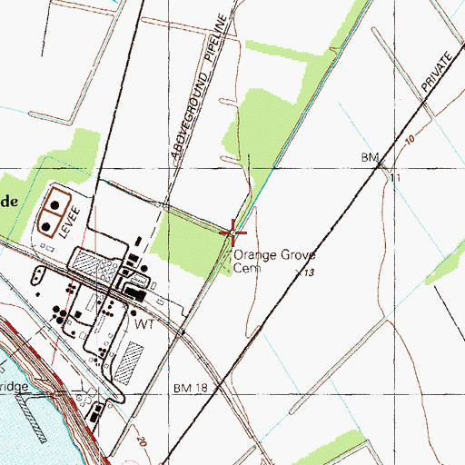 Topographic Map of Orange Grove Cemetery, LA