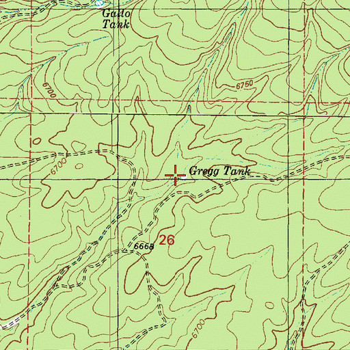 Topographic Map of Gregg Tank, AZ