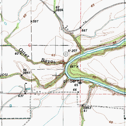 Topographic Map of Otter Bayou, LA