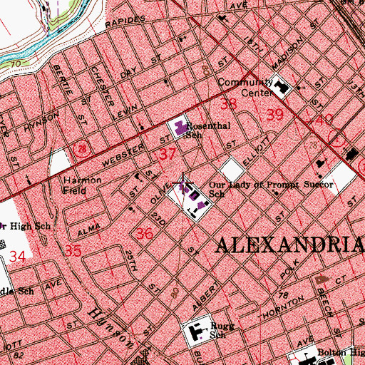 Topographic Map of Our Lady of Prompt Succor School, LA
