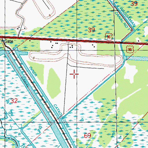 Topographic Map of Outfall Canal, LA