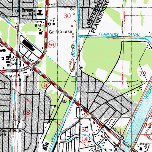 Topographic Map of Outfall Canal, LA