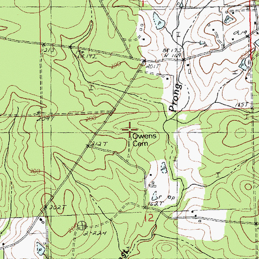 Topographic Map of Owens Cemetery, LA
