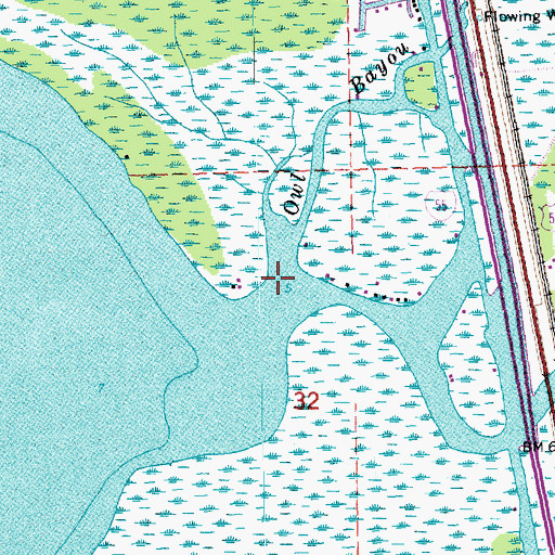 Topographic Map of Owl Bayou, LA