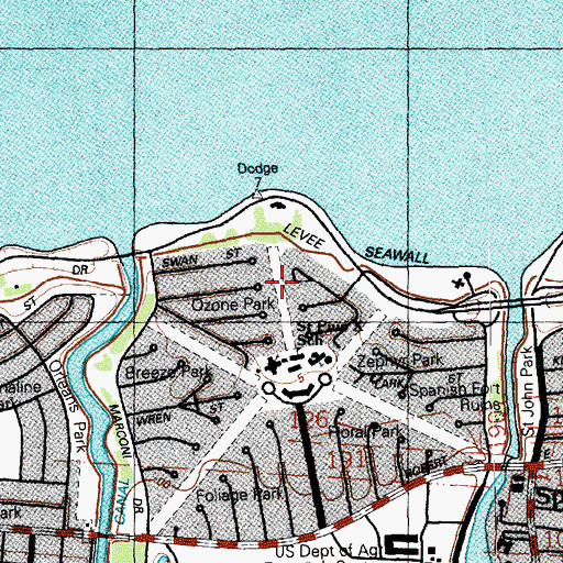 Topographic Map of Ozone Park, LA