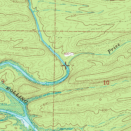Topographic Map of Price Creek, AR