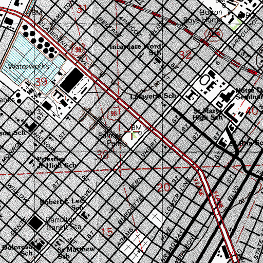 Topographic Map of Palmer Park, LA