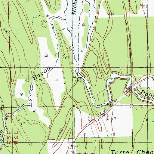 Topographic Map of Palmetto Bayou, LA