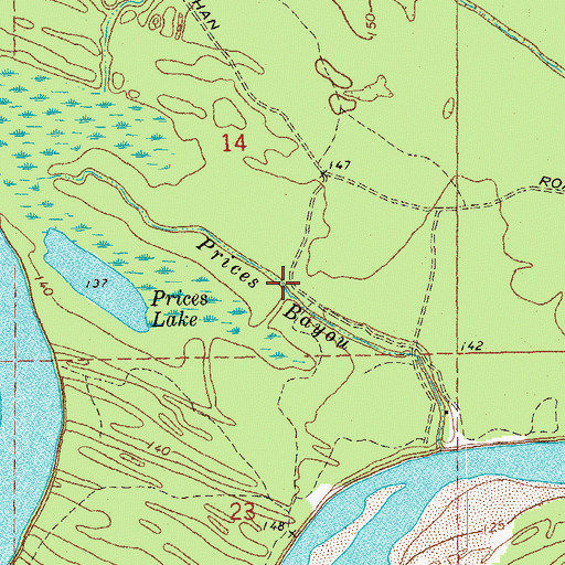 Topographic Map of Prices Bayou, AR