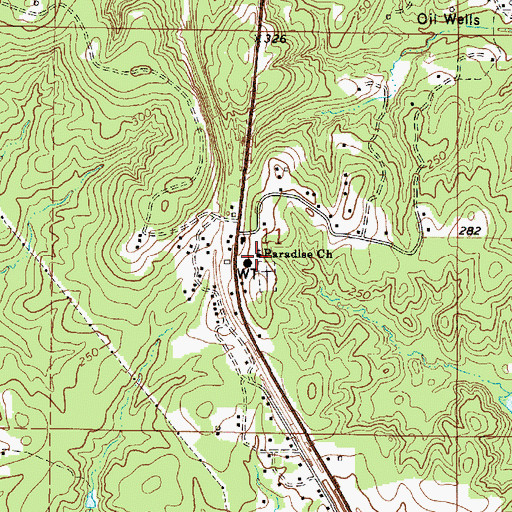 Topographic Map of Paradise Church, LA