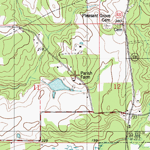 Topographic Map of Parish Farm, LA