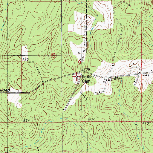Topographic Map of Parker Cemetery, LA