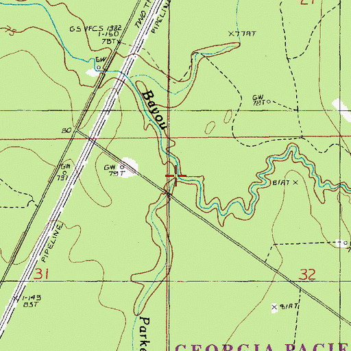 Topographic Map of Parker Slash, LA