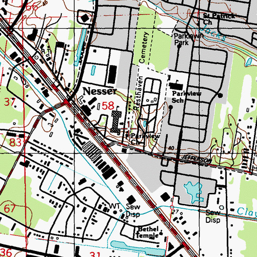 Topographic Map of Parkview Church, LA