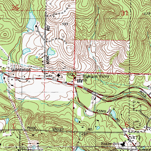Topographic Map of Pride Valley Church, AR