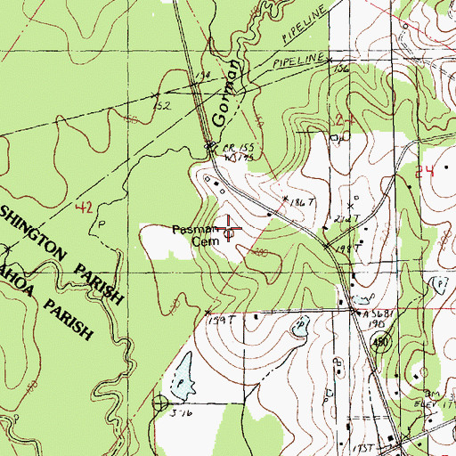 Topographic Map of Pasman Cemetery, LA