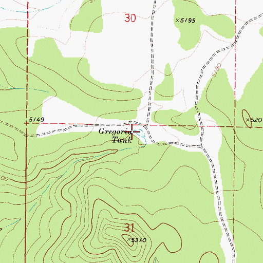 Topographic Map of Gregoria Tank, AZ